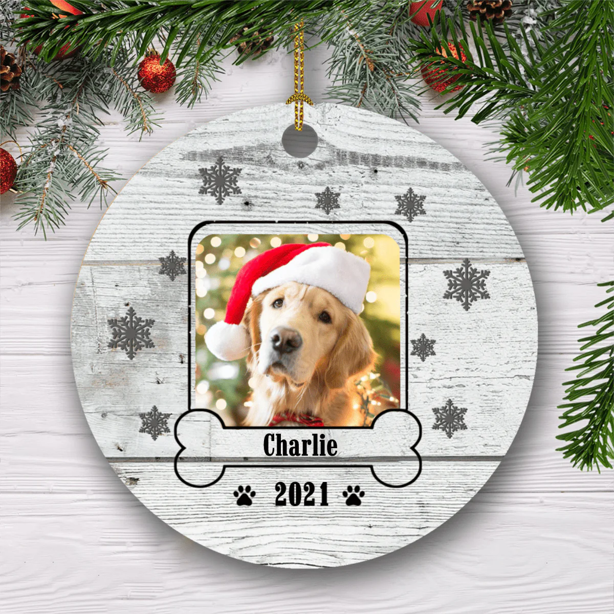 Custom Dog Cat Photo Circle Ornament, SG02 891357 - Image 3