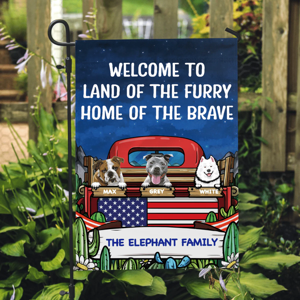The Furry And The Brave Dog Garden Flag - Image 4