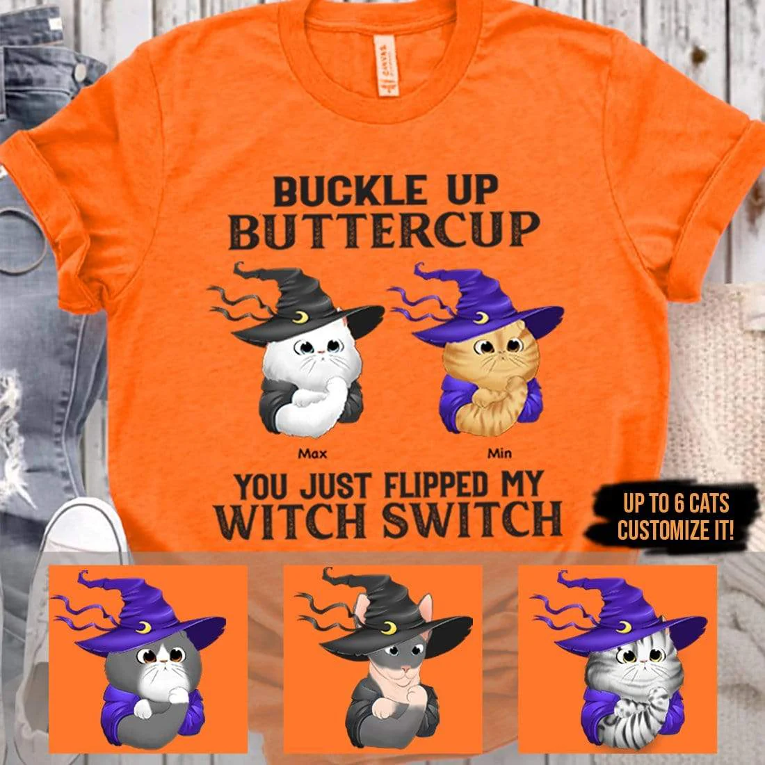 Buckle Up Buttercup Witch Switch Cat Shirt