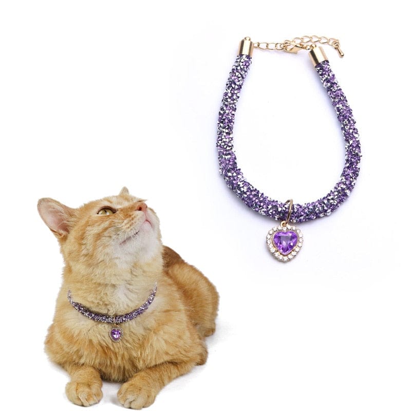 Luxury Heart Crystal Cat Collar - Image 9