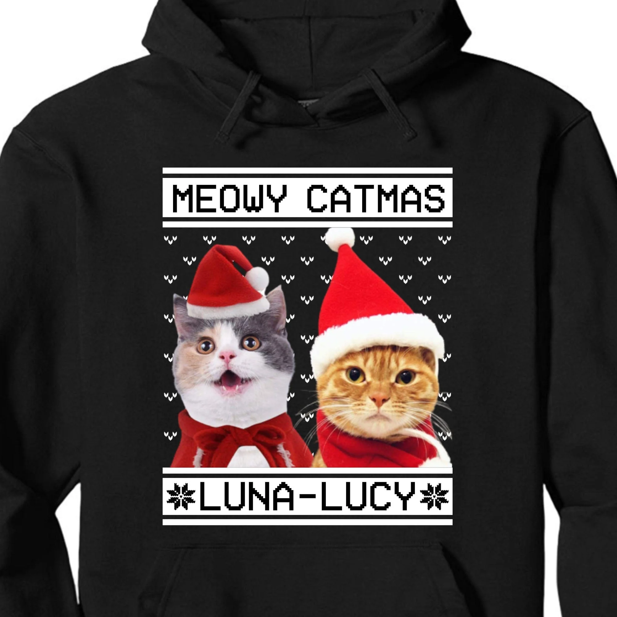 Merry Catmas Personalized Custom Photo Cat Sweatshirt, Cat Lover Sweater Christmas C476 - Image 3