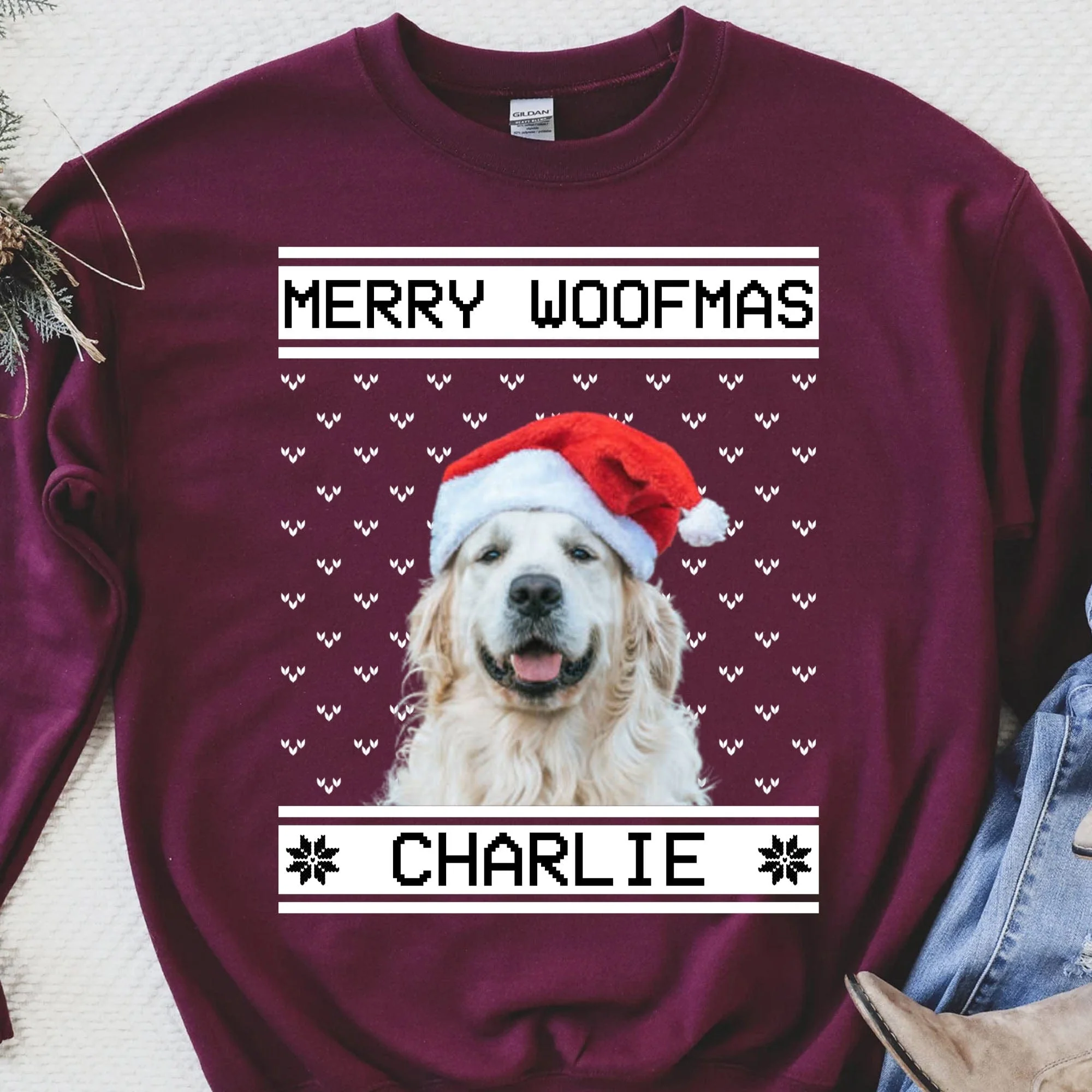 Merry Catmas Personalized Custom Photo Cat Sweatshirt, Cat Lover Sweater Christmas C476 - Image 4
