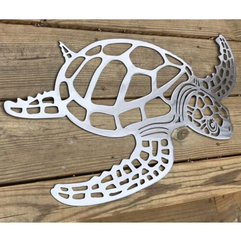 Metal Sea Turtle Ornament Beach Decor Art Decorations Wall Hanging Decals - Image 6