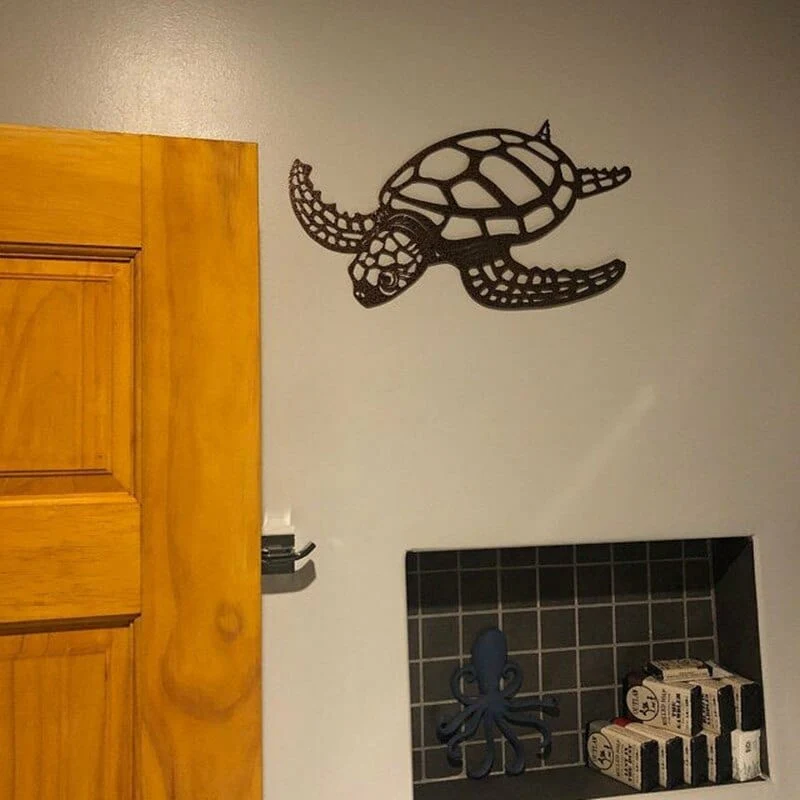 Metal Sea Turtle Ornament Beach Decor Art Decorations Wall Hanging Decals - Image 7