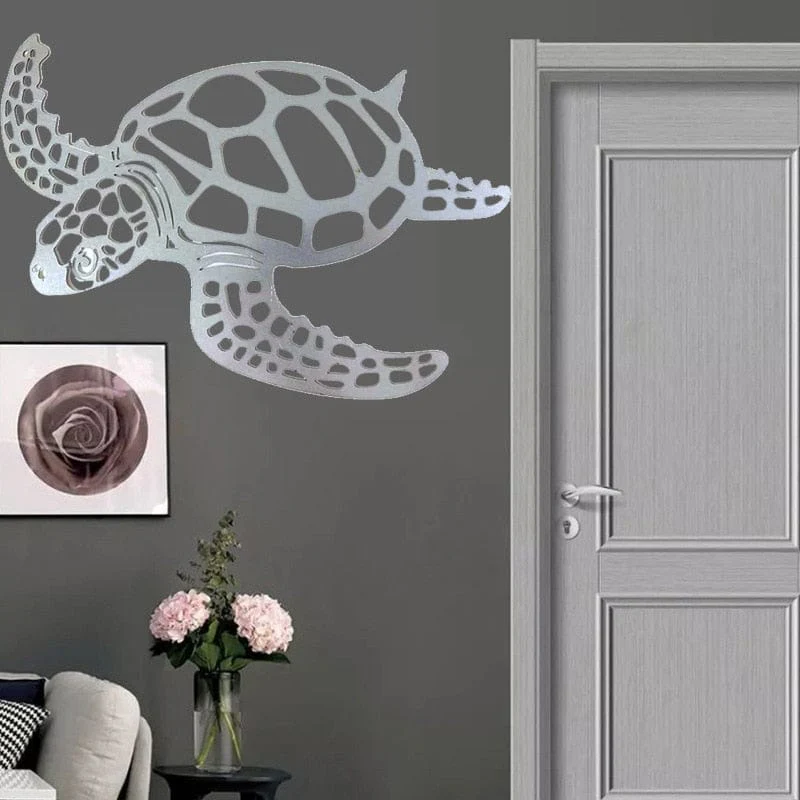 Metal Sea Turtle Ornament Beach Decor Art Decorations Wall Hanging Decals - Image 8