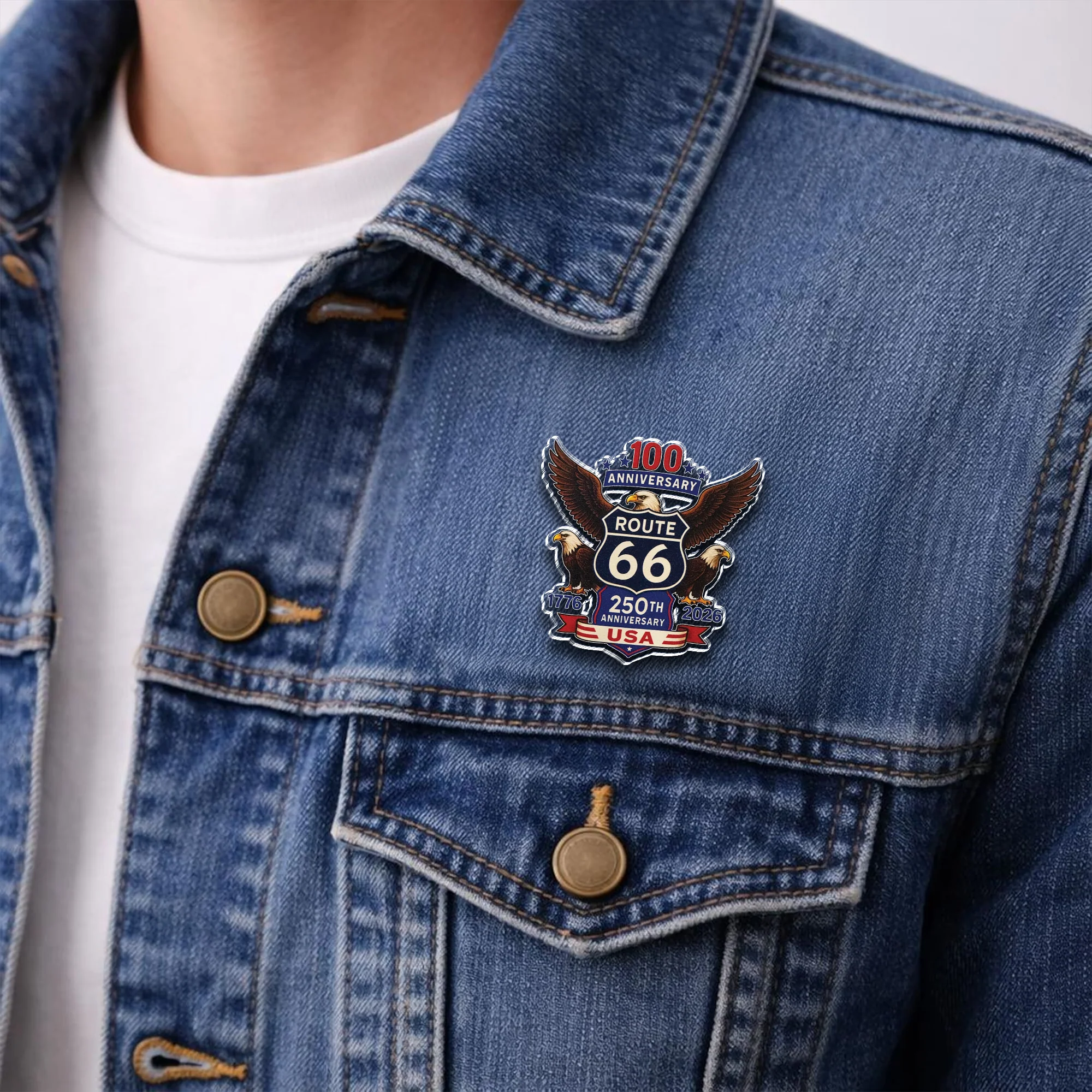 100 Years Of Route 66 And 250 Years Of USA Acrylic Pin HA75 920948 - Image 2