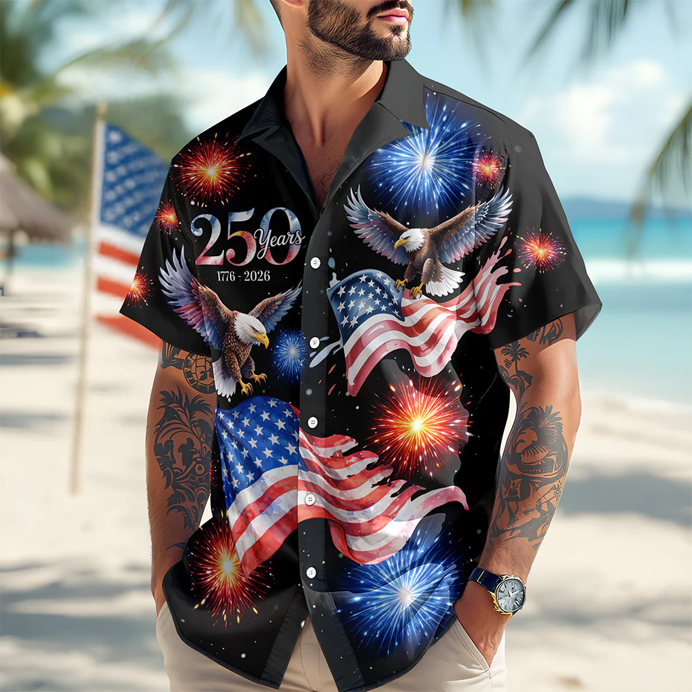 250 Years 1776 - 2026 Patriotic Eagle Hawaii Shirt HA75 920158 - Image 3