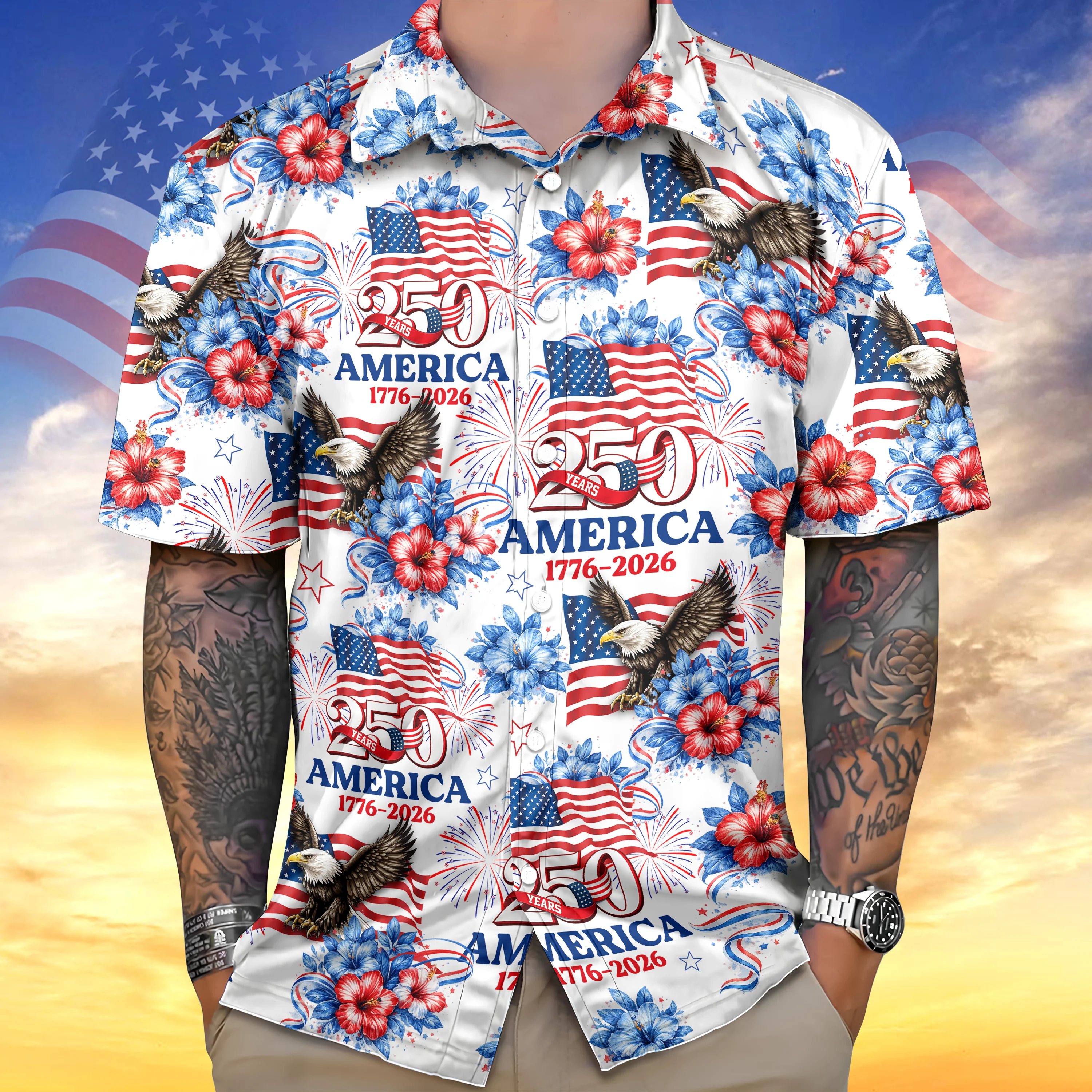 250 Years America 1776-2026 Patriotic Hawaii Shirt HA75 920180 - Image 5