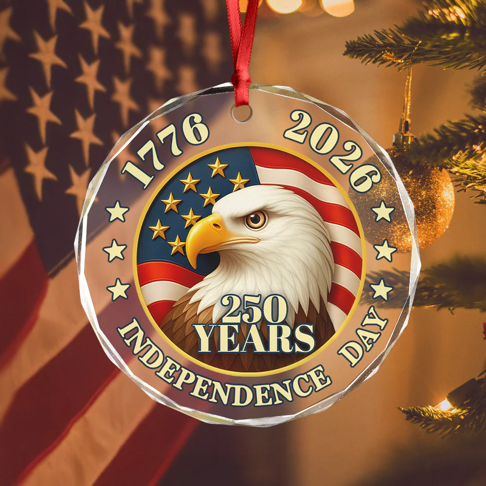250 years of America American Independence Day Glass Ornament HA75 897120 - Image 2