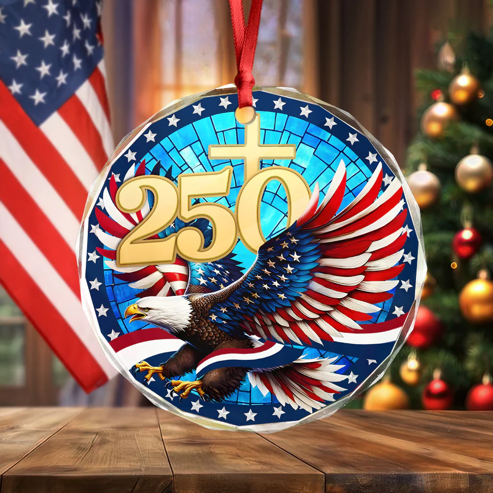 250 Years Of America Glass Ornament American Independence Day HA75 897808 - Image 2