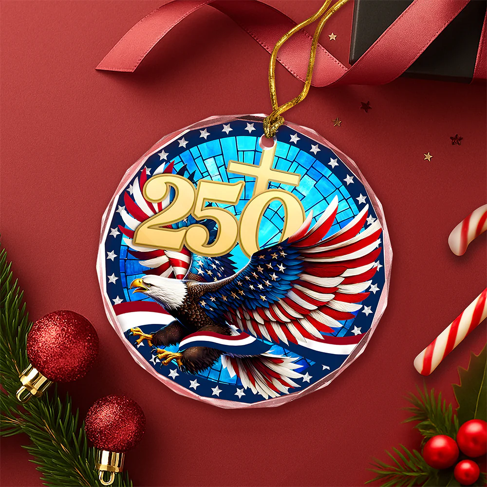 250 Years Of America Glass Ornament American Independence Day HA75 897808 - Image 3