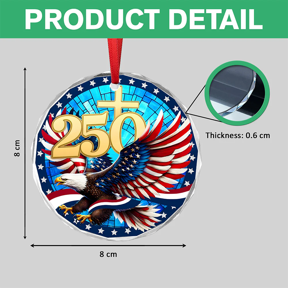 250 Years Of America Glass Ornament American Independence Day HA75 897808 - Image 7