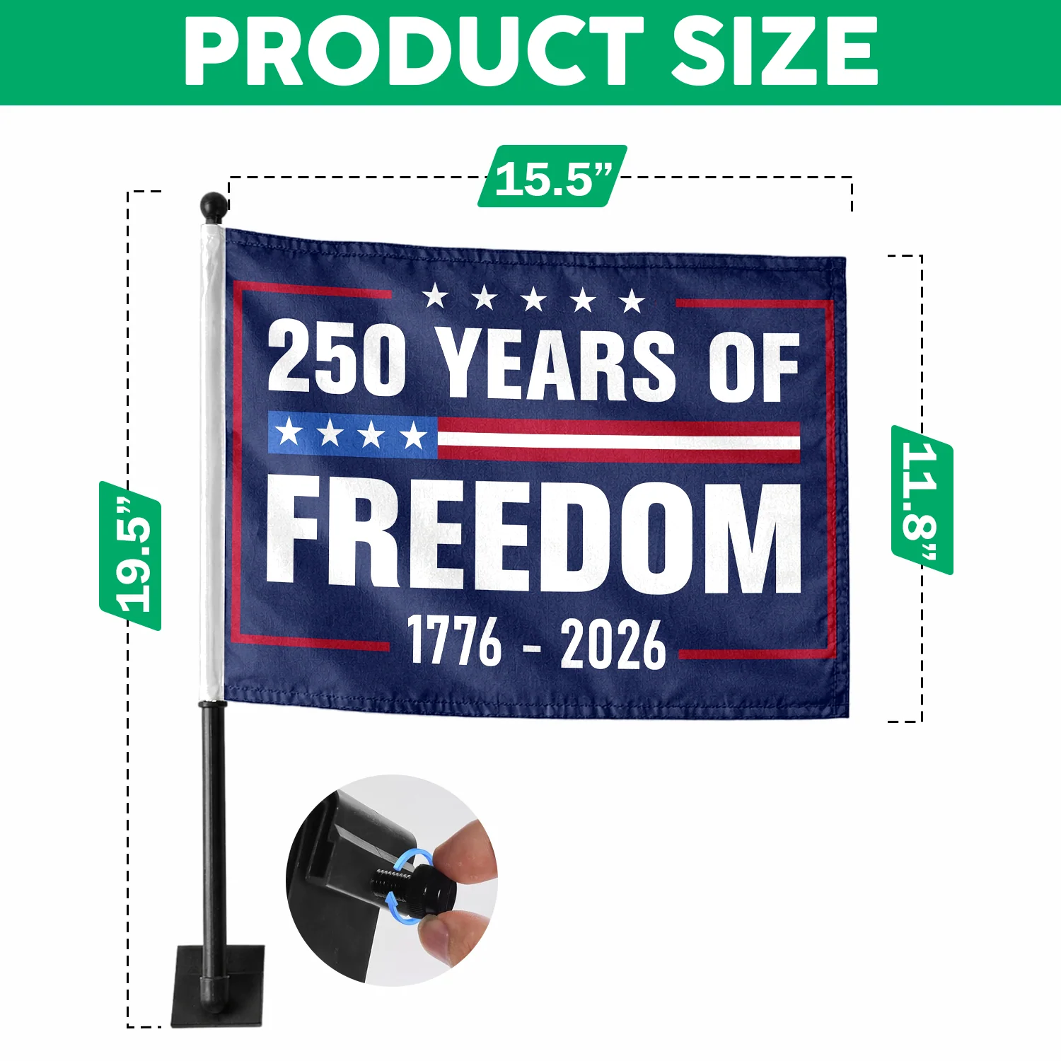 250 Years Of Freedom 1776-2026 4th Of July Car Flag HA75 898860 - Image 5