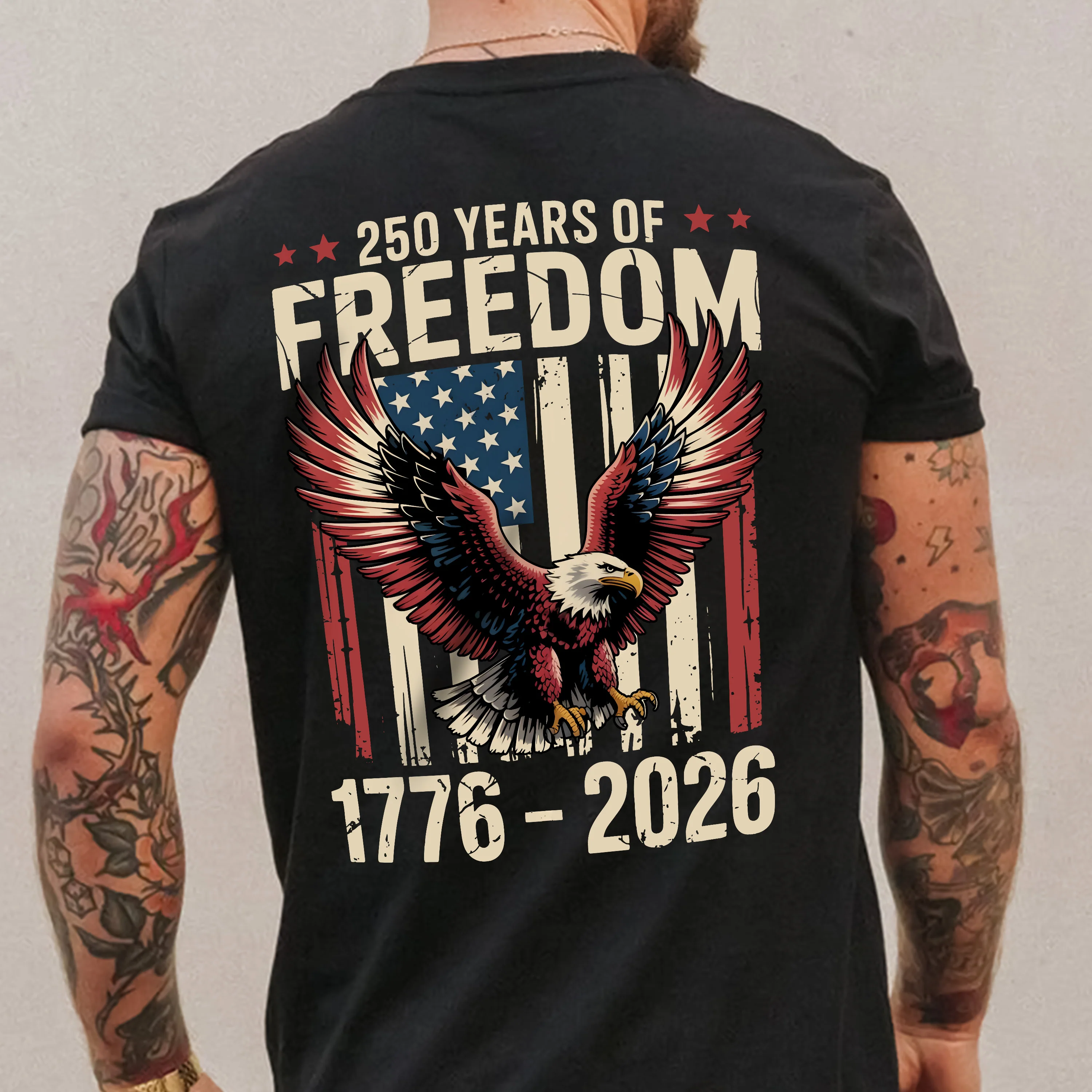 250 Years of Freedom 1776 2026 Eagle Patriotic Back Shirt HA75 920196 - Image 2