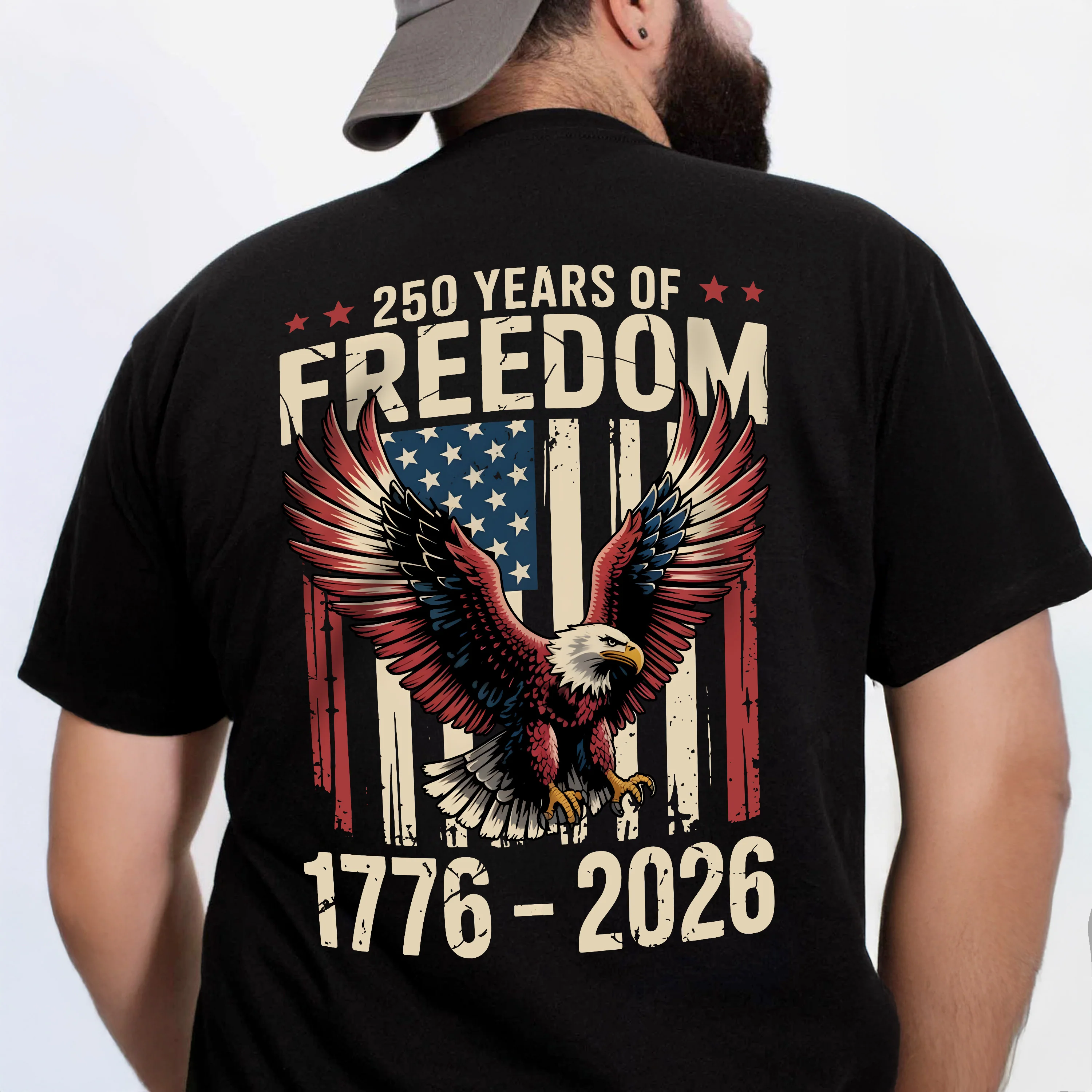 250 Years of Freedom 1776 2026 Eagle Patriotic Back Shirt HA75 920196 - Image 5