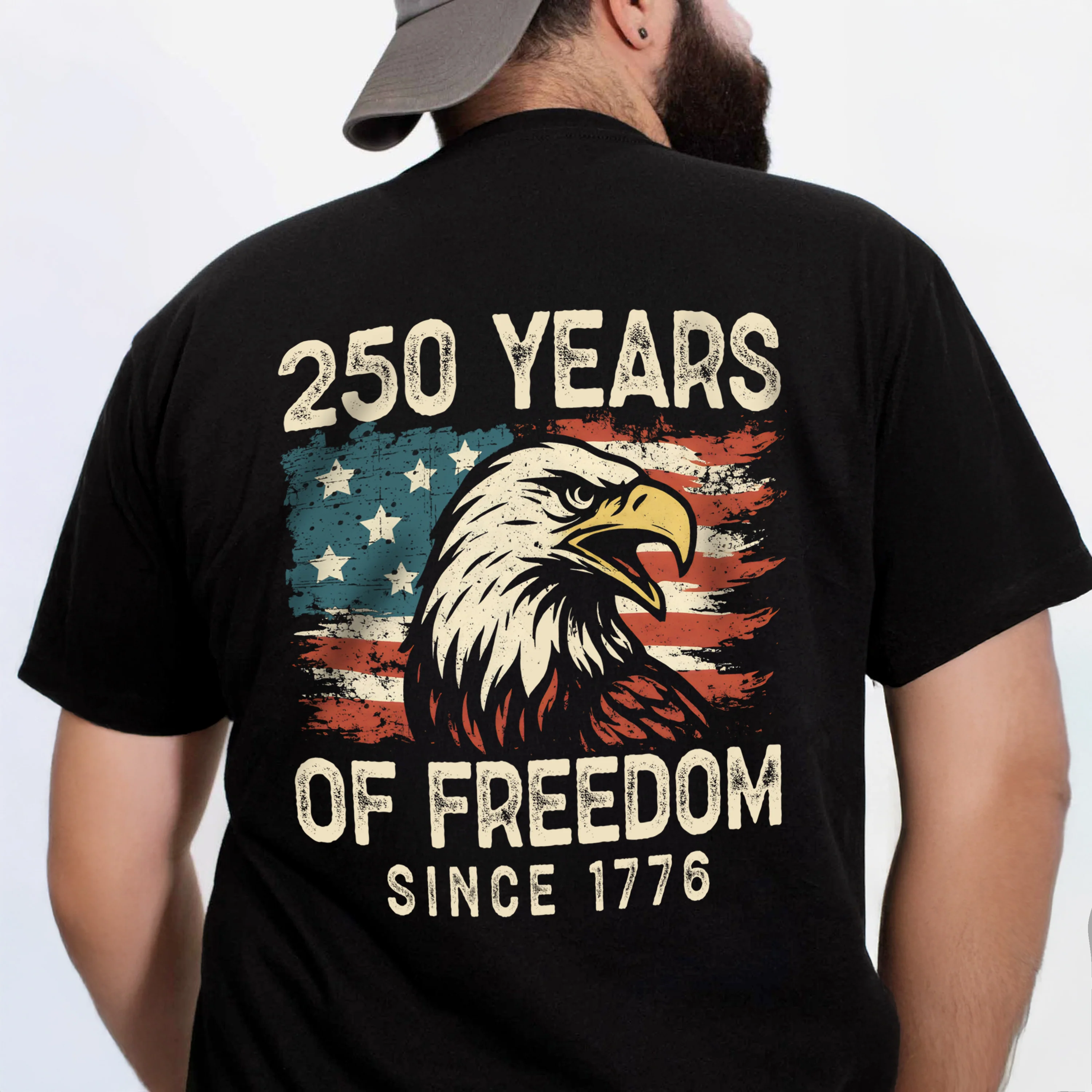 250 Years Of Freedom Since 1776 USA Bald Eagle America Flag Back Side Dark Shirt HA75 897368 - Image 7