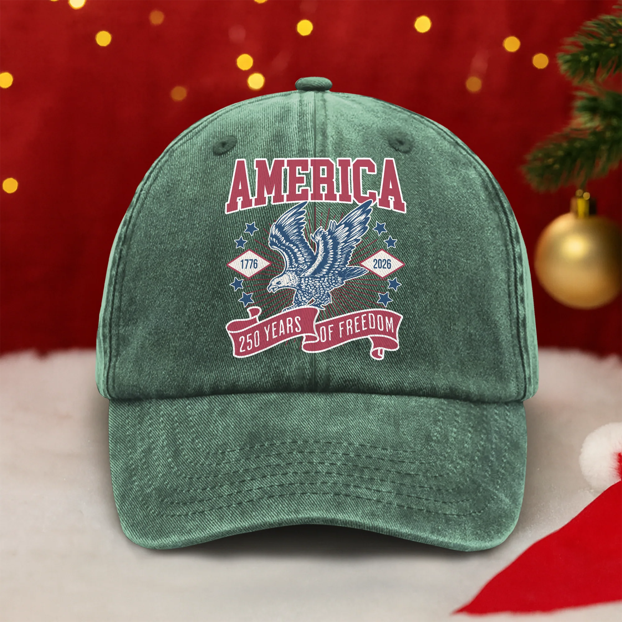 America 1776 - 2026 250 Years Of Freedom Washed Denim Baseball Cap HA75 897016 - Image 3