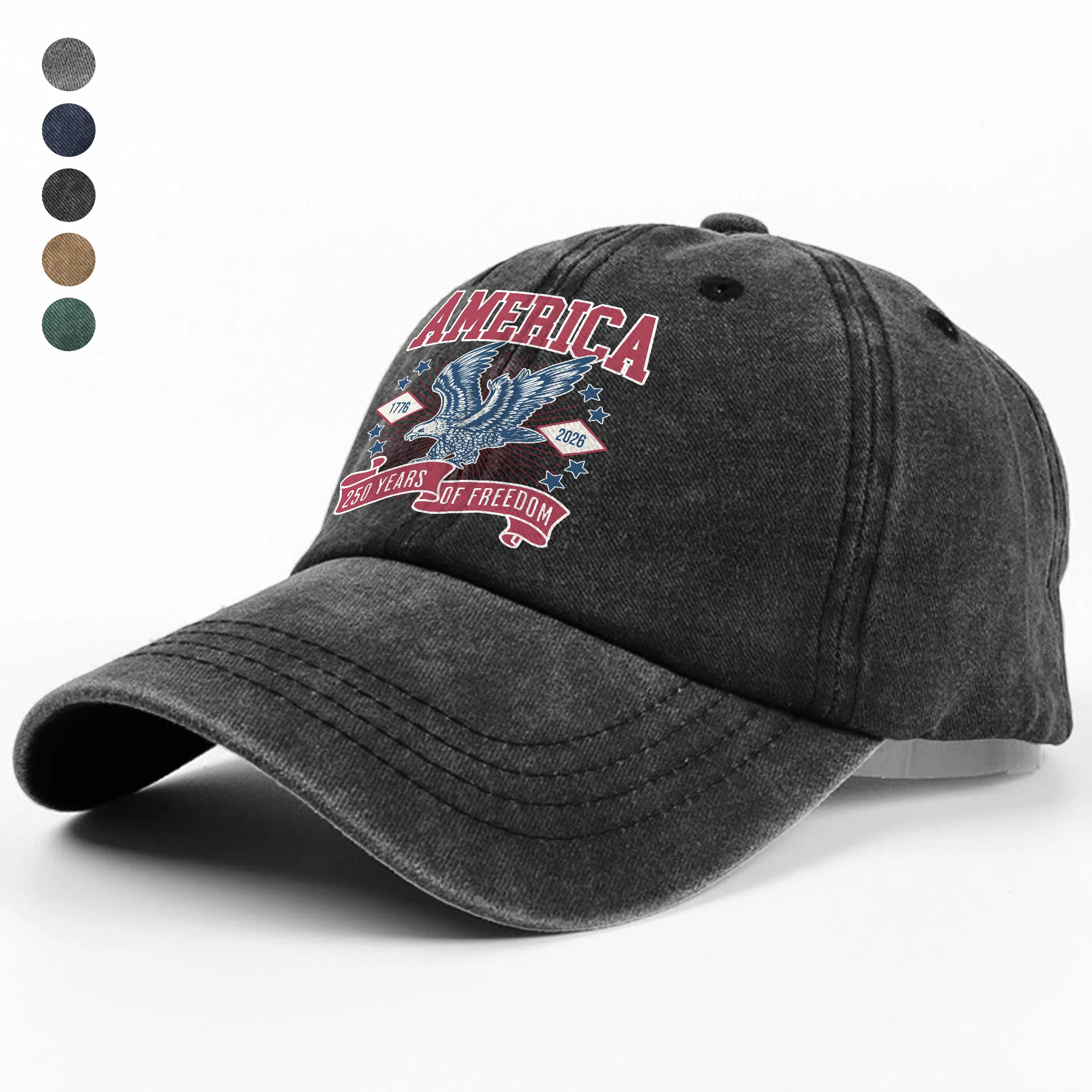 America 1776 - 2026 250 Years Of Freedom Washed Denim Baseball Cap HA75 897016 - Image 5