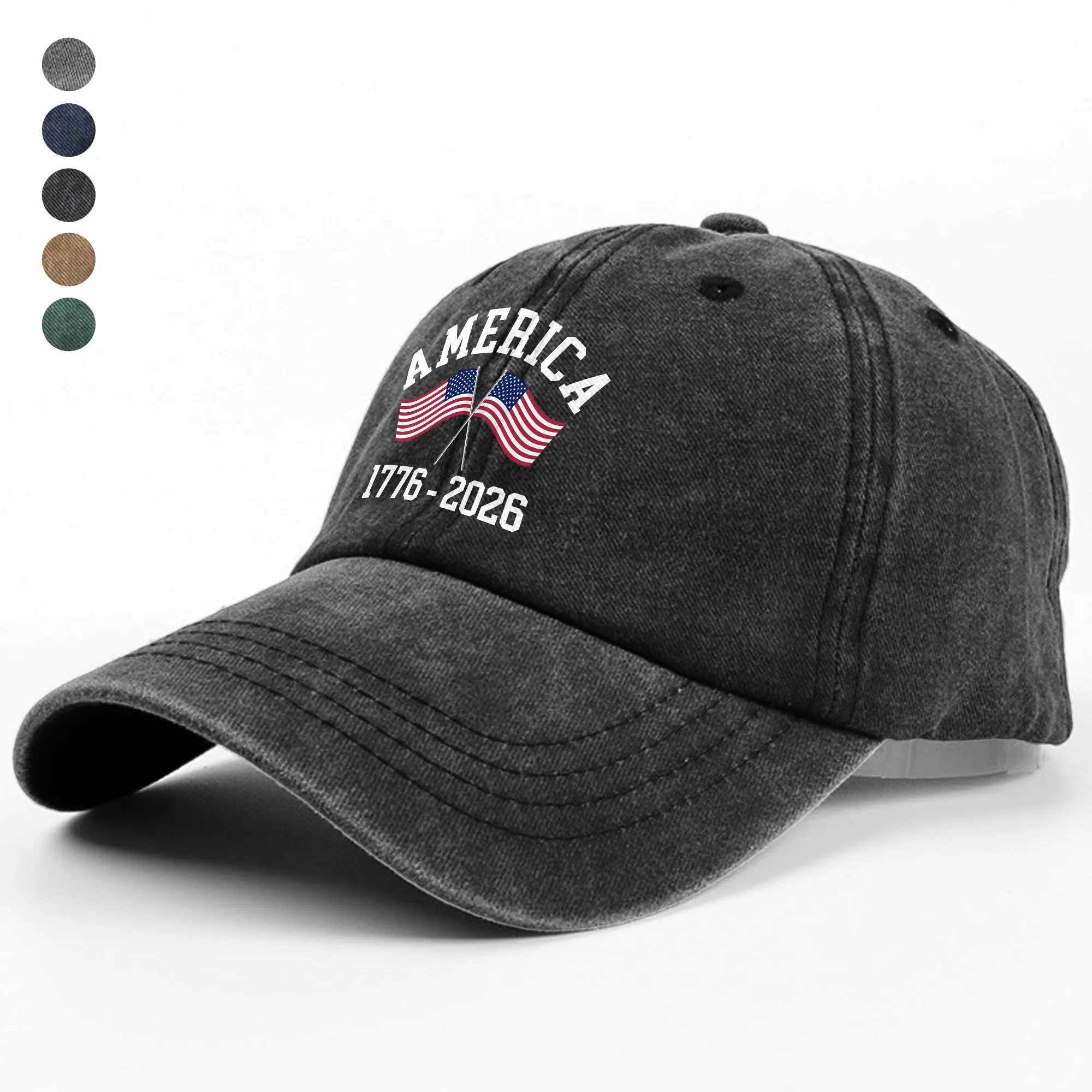 America 1776 - 2026 US Flag Washed Denim Baseball Cap HA75 897106 - Image 5