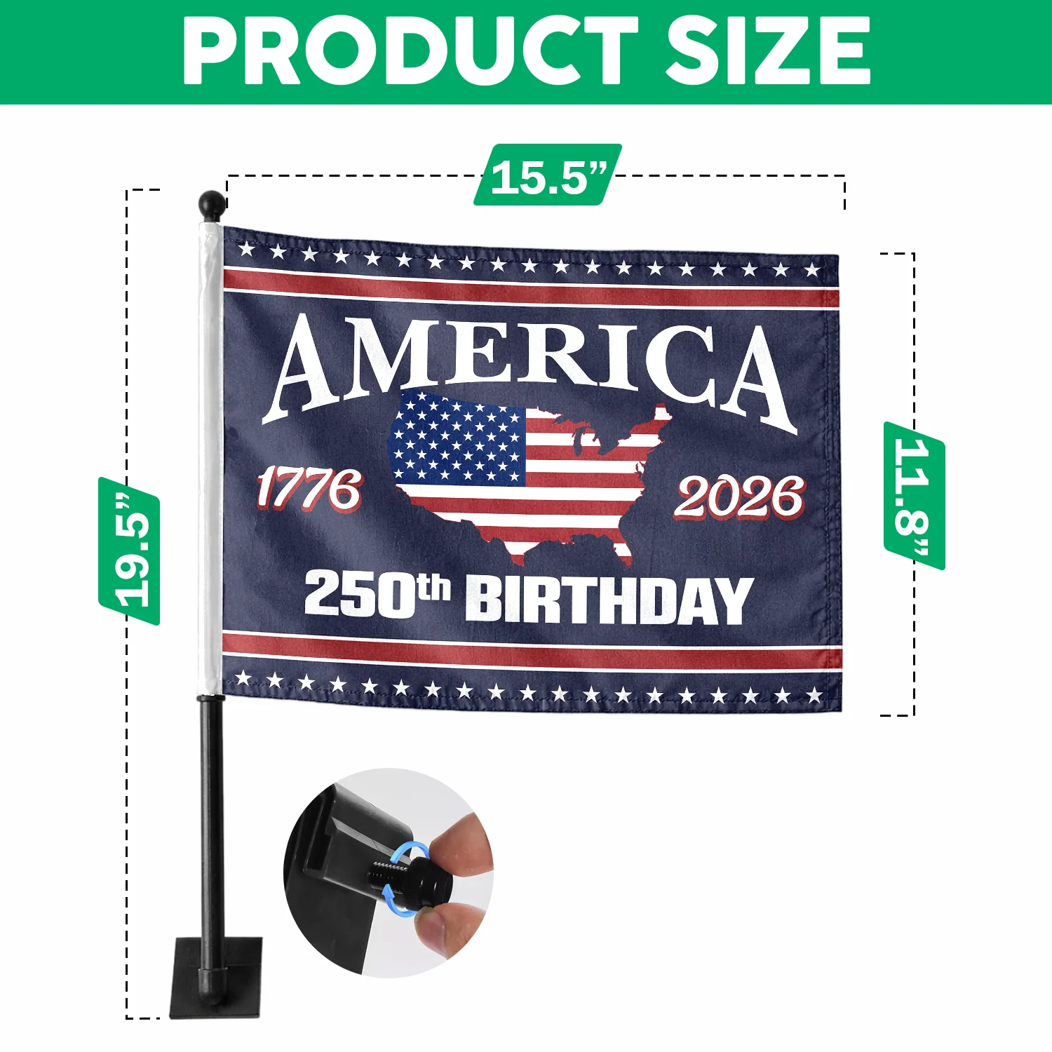 250th Birthday America 1776-2026 4th Of July Car Flag HA75 898856 - Image 5