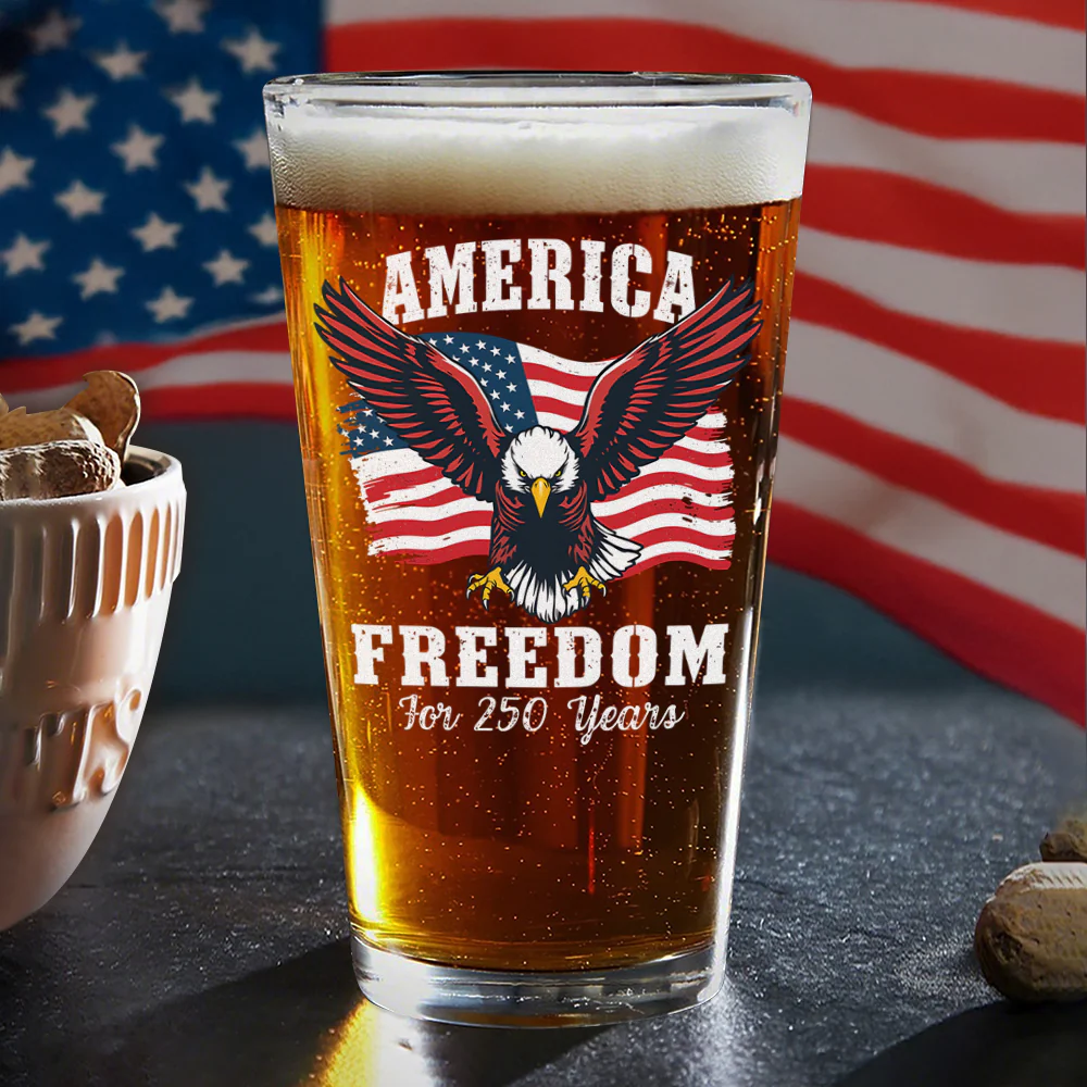 250 Years of Freedom America Patriotic Eagle Flag Print Beer Glass HA75 897348 - Image 2