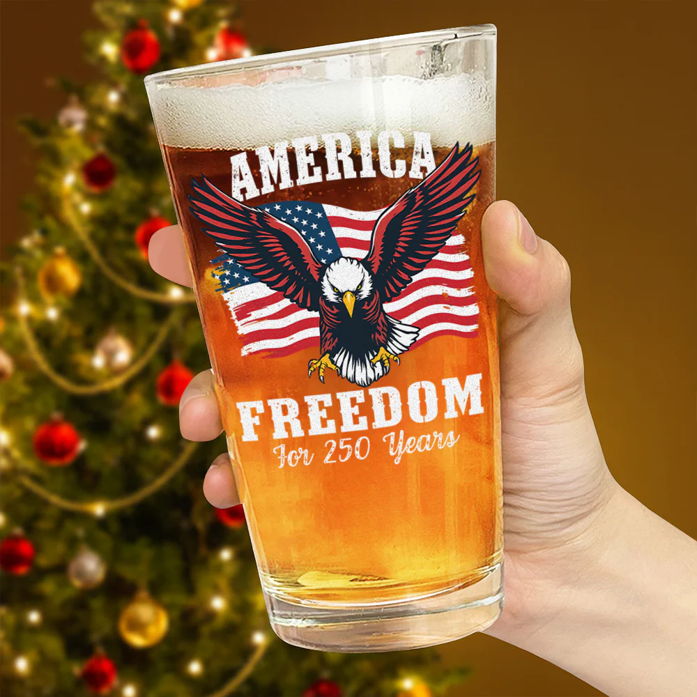 250 Years of Freedom America Patriotic Eagle Flag Print Beer Glass HA75 897348 - Image 3