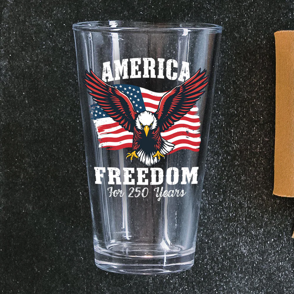 250 Years of Freedom America Patriotic Eagle Flag Print Beer Glass HA75 897348 - Image 4