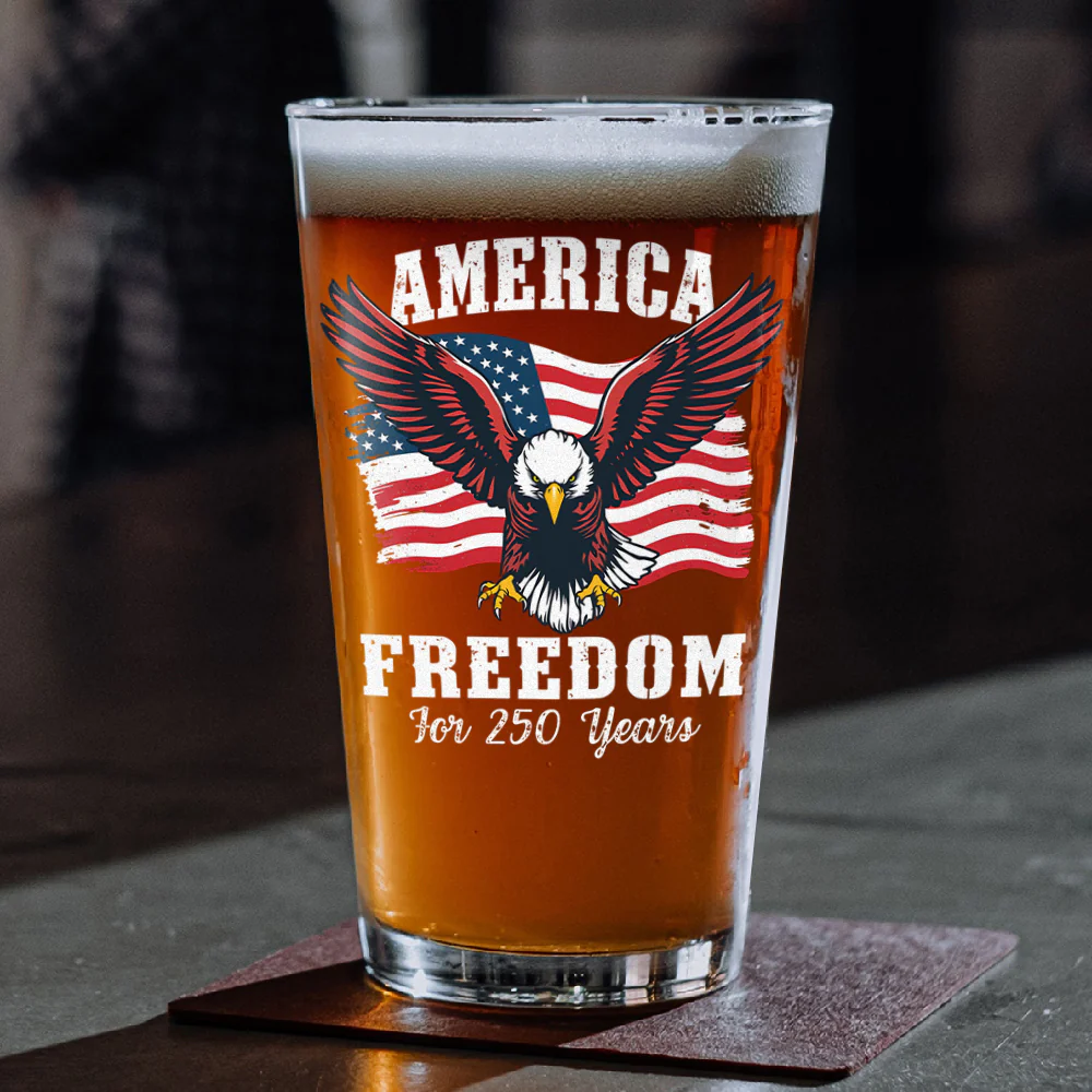 250 Years of Freedom America Patriotic Eagle Flag Print Beer Glass HA75 897348 - Image 6