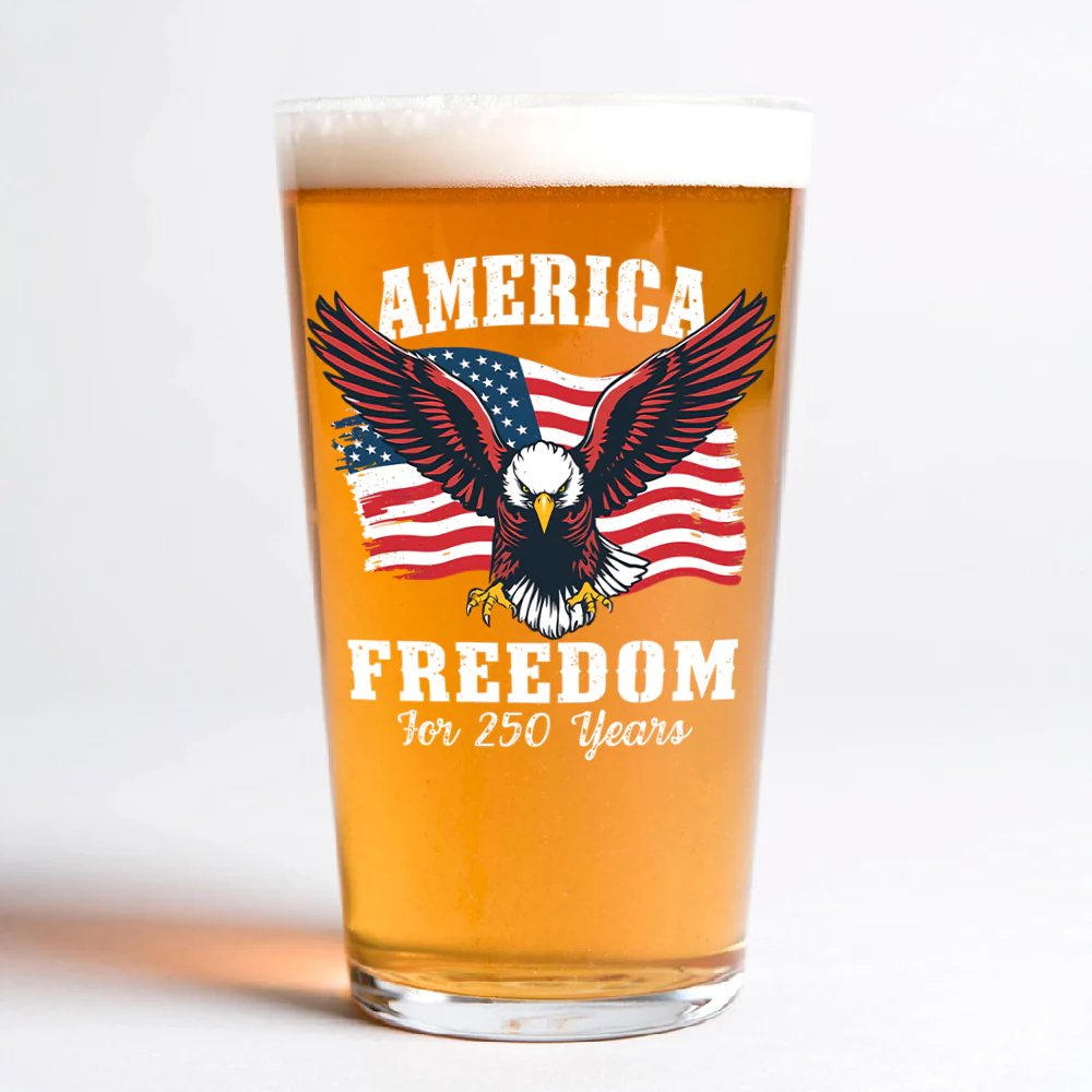 250 Years of Freedom America Patriotic Eagle Flag Print Beer Glass HA75 897348 - Image 8