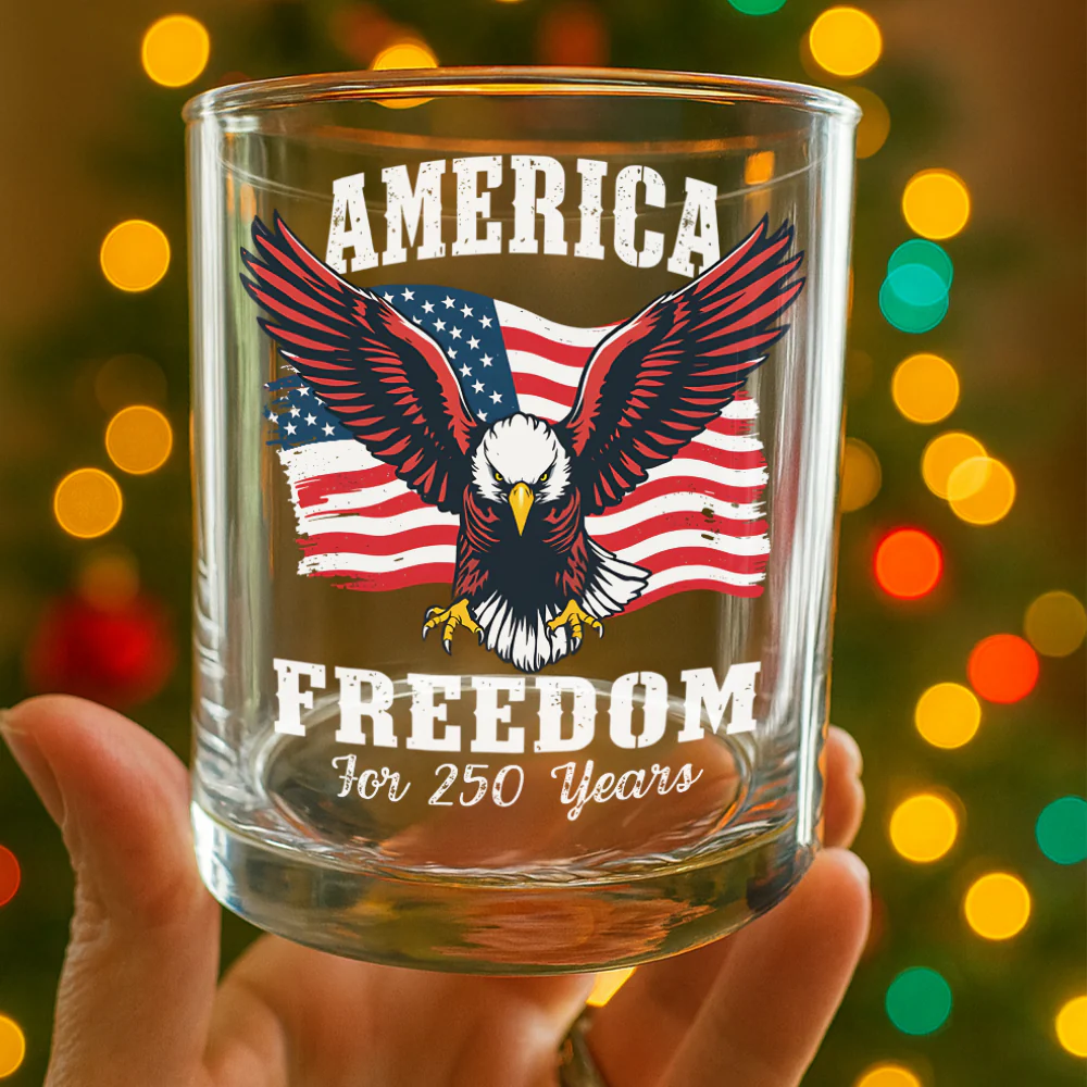 250 Years of Freedom America Patriotic Eagle Flag Whiskey Glass HA75 897342 - Image 3