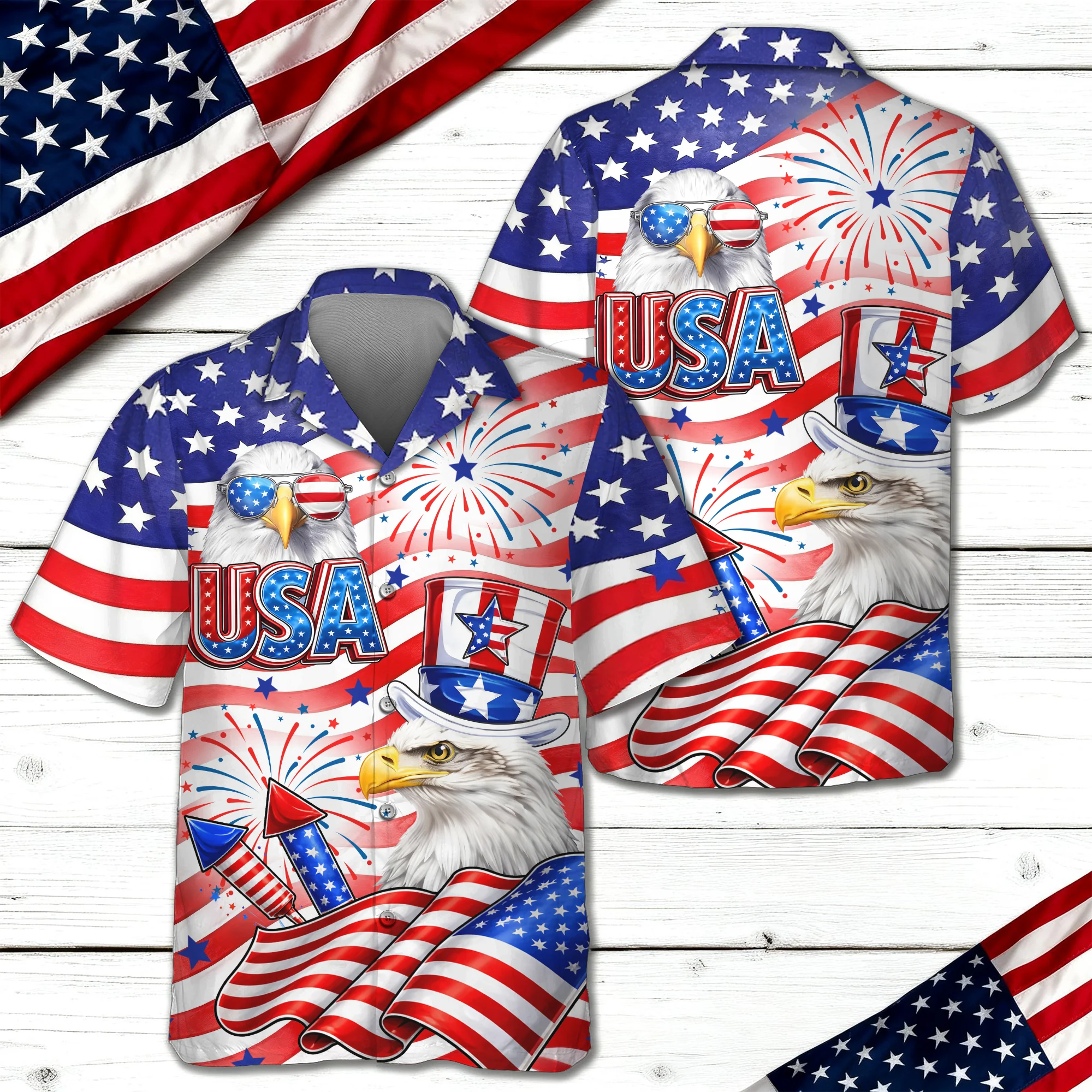 America Flag Eagle Patriotic Hawaii Shirt HA75 921004 - Image 5
