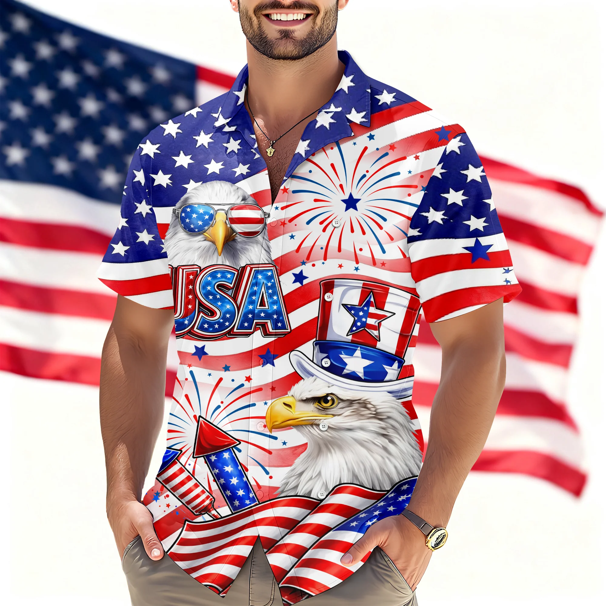 America Flag Eagle Patriotic Hawaii Shirt HA75 921004 - Image 6