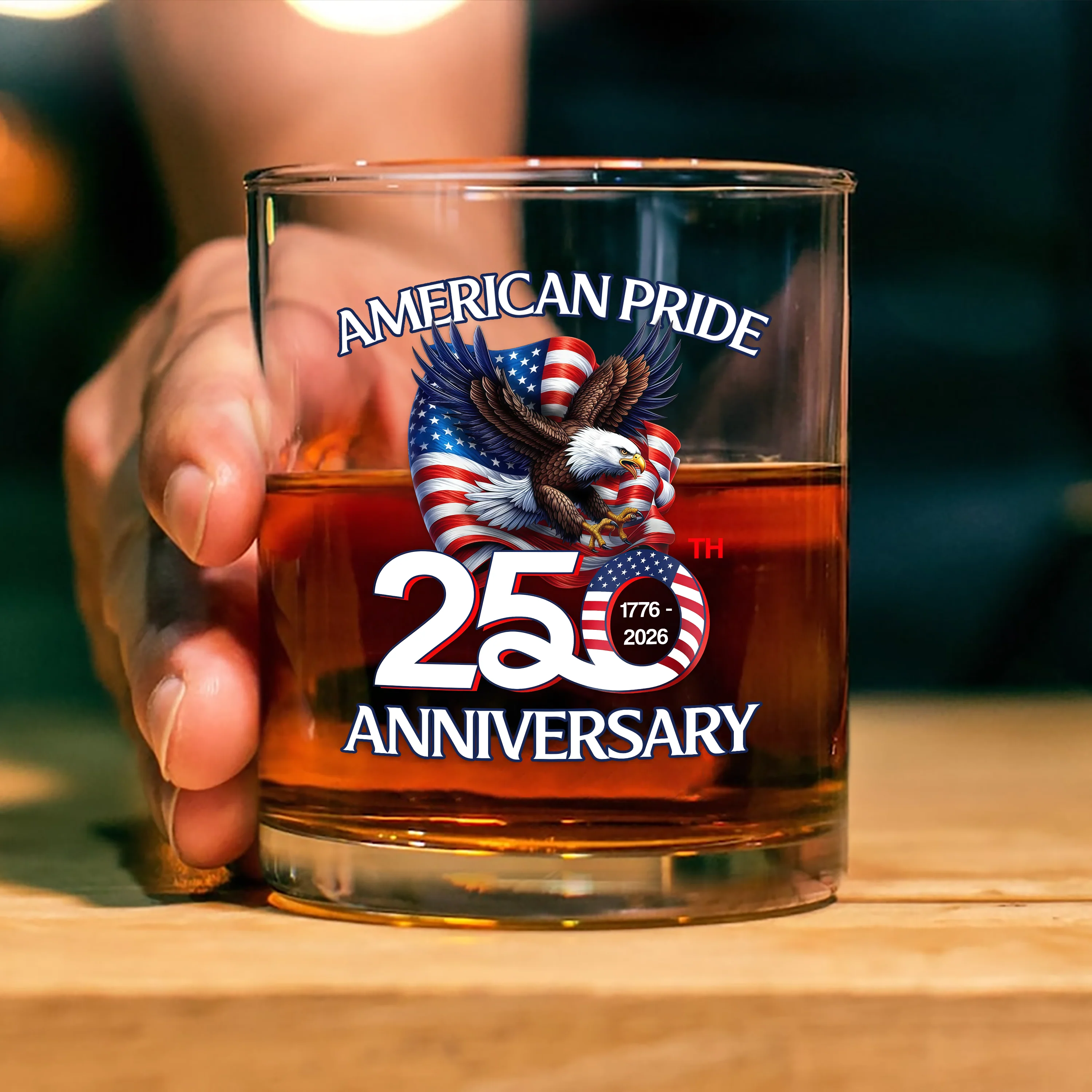 American Pride Patriotic 250th Anniversary Eagle 1776–2026 Whiskey Glass HA75 920264 - Image 2