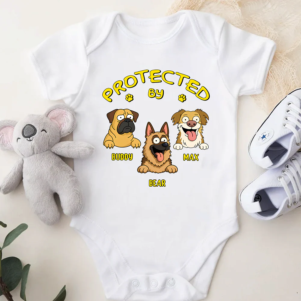 Baby Protected By Dogs Personalized Baby Onesie HA75 892142 - Image 6