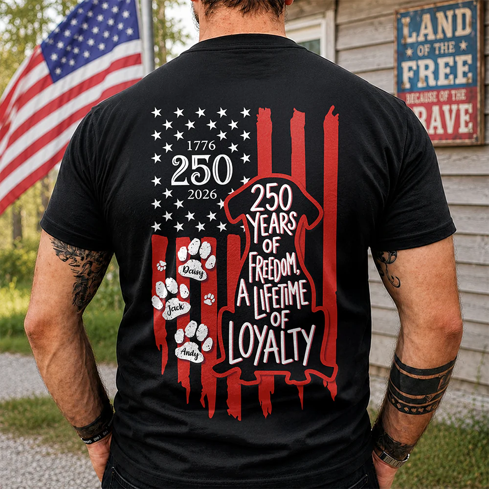 Celebrating 250 Years with My Best Friend | Patriotic Dog Dark Shirt Back HA75 921636 - Image 2