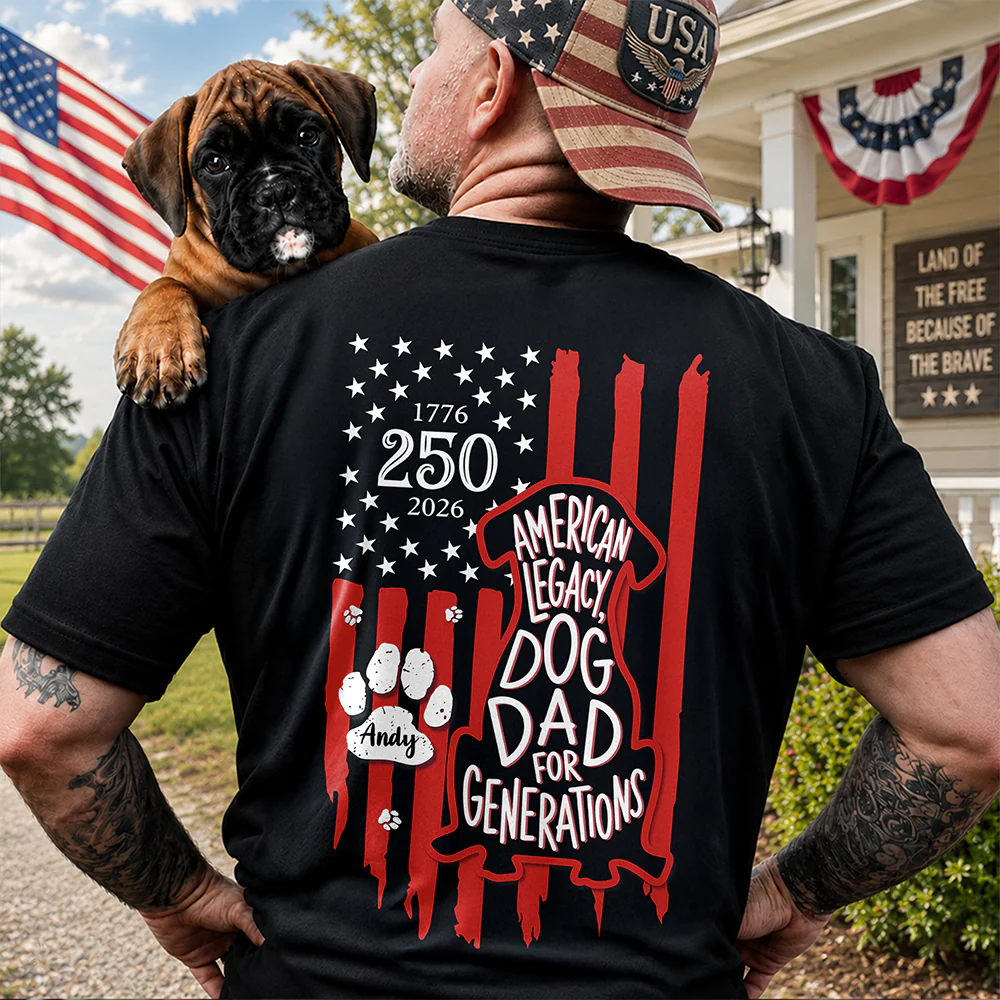Celebrating 250 Years with My Best Friend | Patriotic Dog Dark Shirt Back HA75 921636 - Image 3