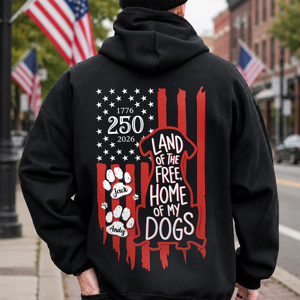 Celebrating 250 Years with My Best Friend | Patriotic Dog Dark Shirt Back HA75 921636 - Image 4