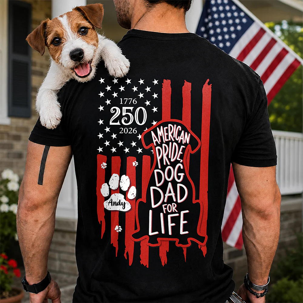 Celebrating 250 Years with My Best Friend | Patriotic Dog Dark Shirt Back HA75 921636 - Image 5