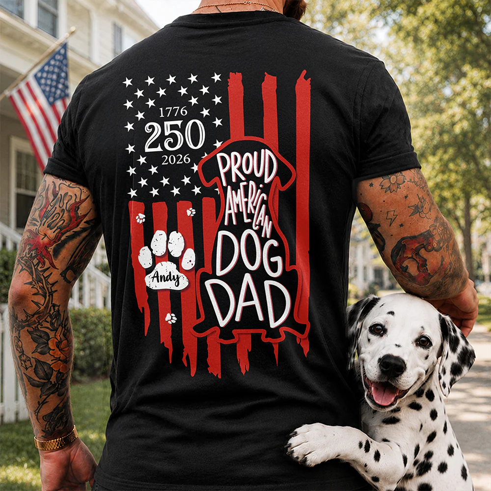 Celebrating 250 Years with My Best Friend | Patriotic Dog Dark Shirt Back HA75 921636 - Image 6