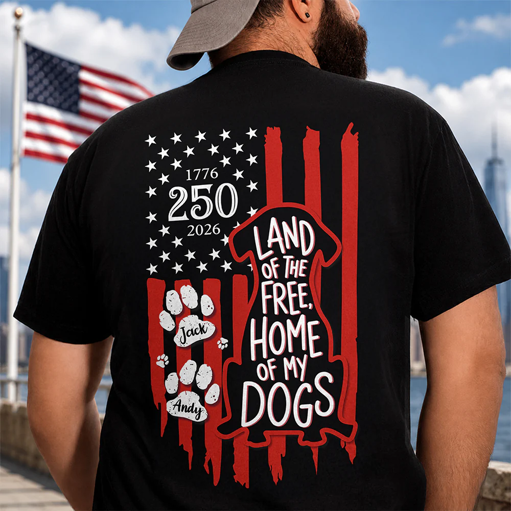 Celebrating 250 Years with My Best Friend | Patriotic Dog Dark Shirt Back HA75 921636 - Image 7