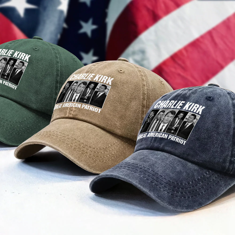 Charlie Kirk Great American Patriot Washed Denim Baseball Cap HA75 64476 - Image 3