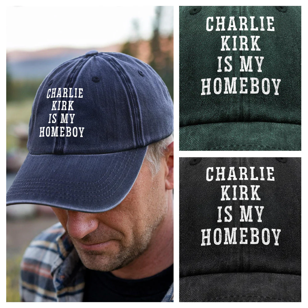 Charlie Kirk Is My Homeboy Washed Denim Baseball Cap HA75 64464 - Image 4