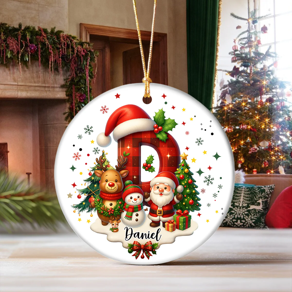 Custom Alphabet Personalized Christmas Ceramic Ornament HA75 897572 - Image 4