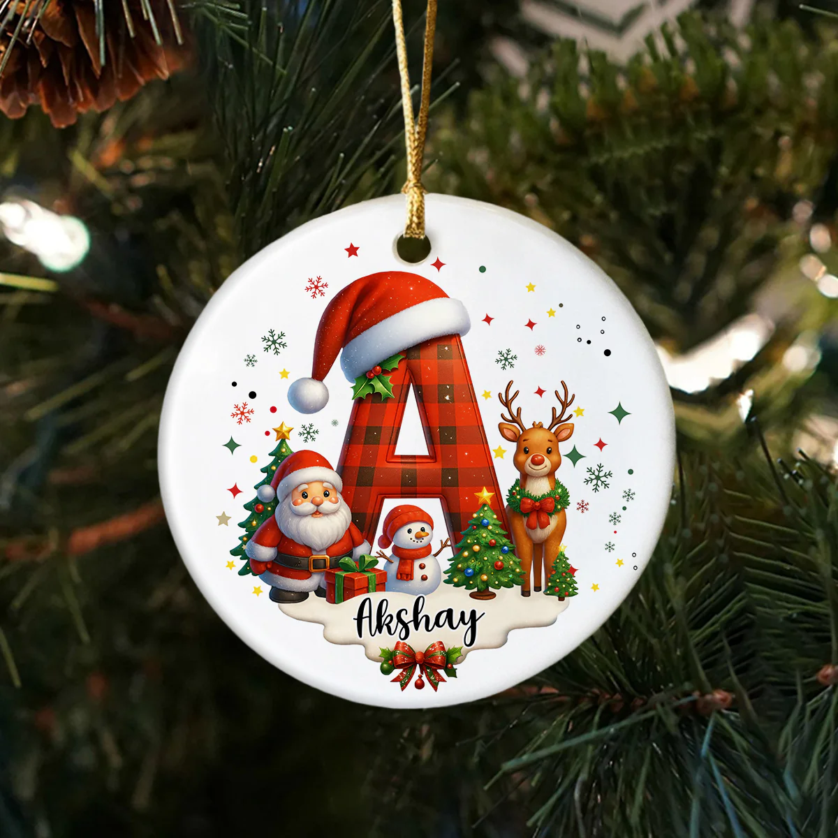 Custom Alphabet Personalized Christmas Ceramic Ornament HA75 897572 - Image 7