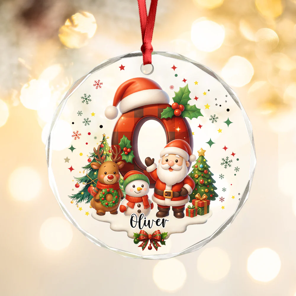 Custom Alphabet Personalized Christmas Glass Ornament HA75 897564 - Image 4