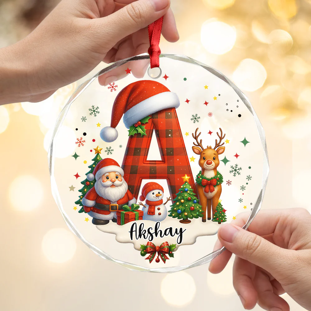 Custom Alphabet Personalized Christmas Glass Ornament HA75 897564 - Image 5