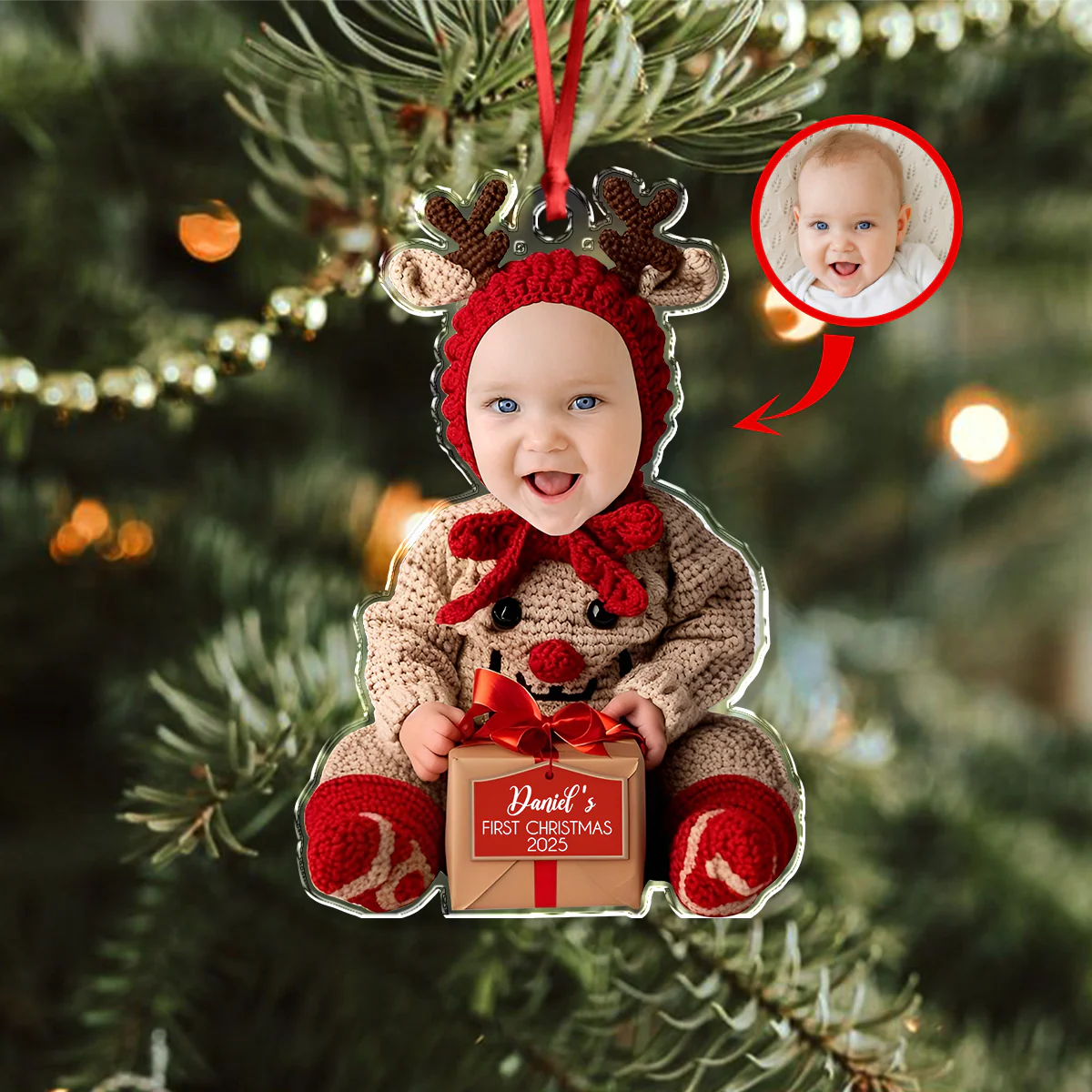 Custom Baby Photo First Christmas Acrylic Ornament HA75 897574 - Image 4