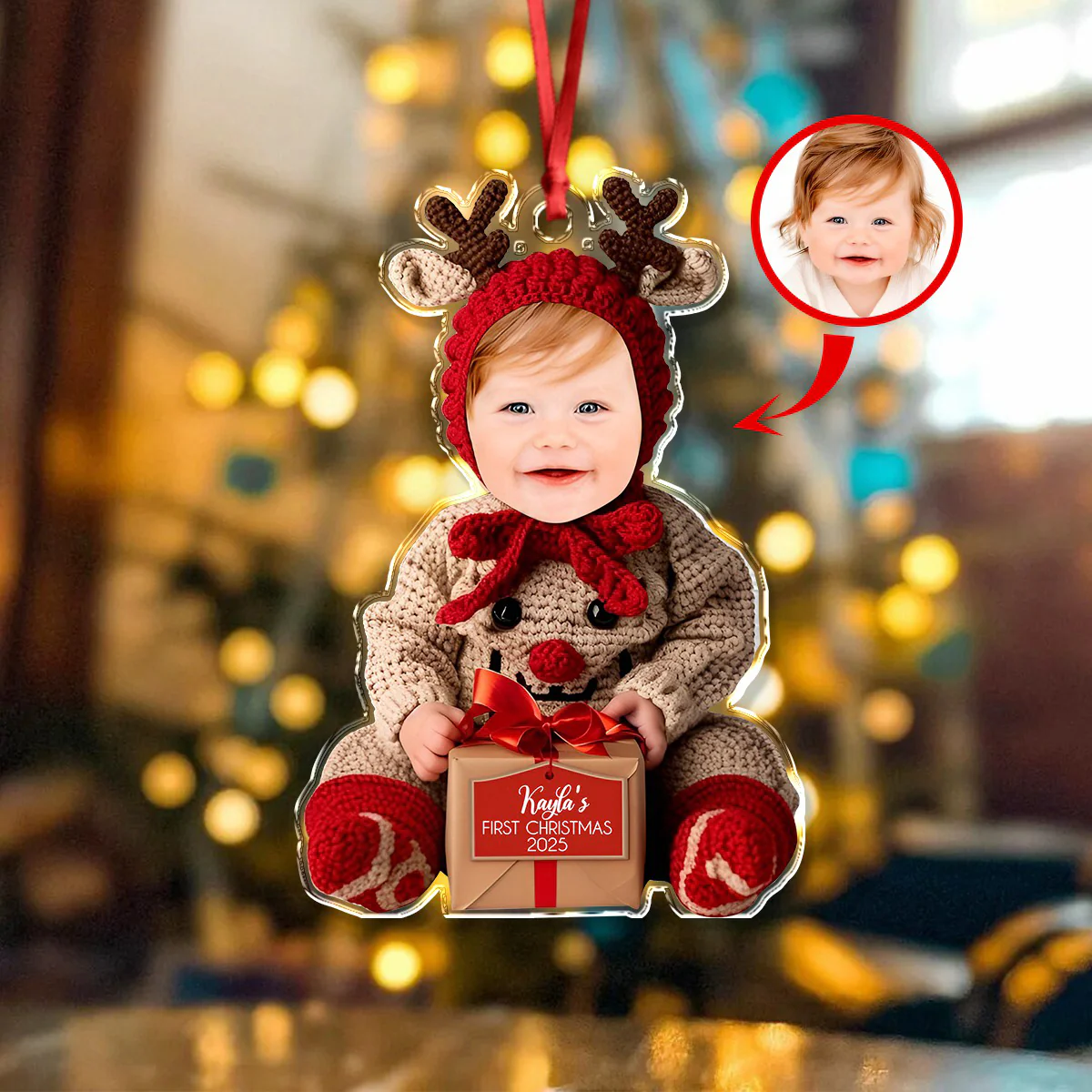 Custom Baby Photo First Christmas Acrylic Ornament HA75 897574 - Image 5