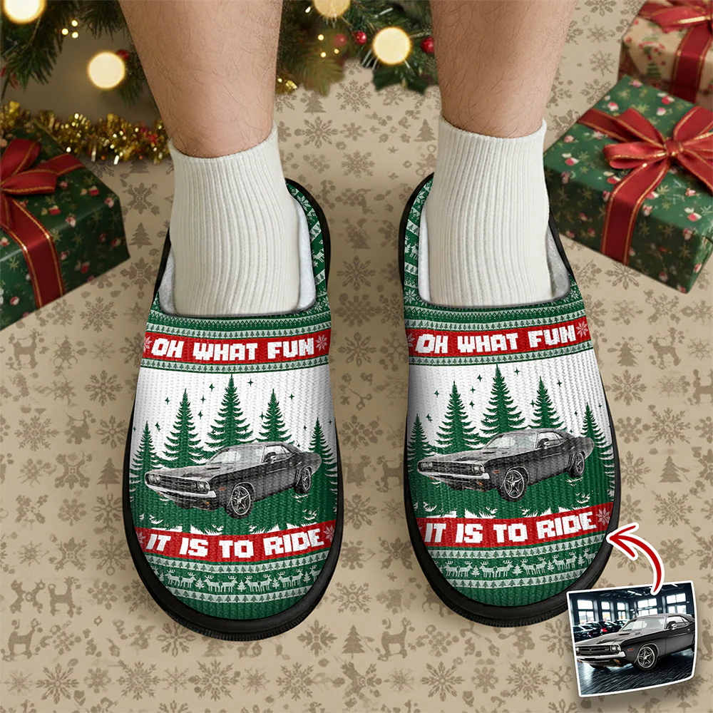 Custom Car Photo Oh What Fun It Is To Ride For Men Slippers Gift For Car Lovers HA75 898142 - Image 2