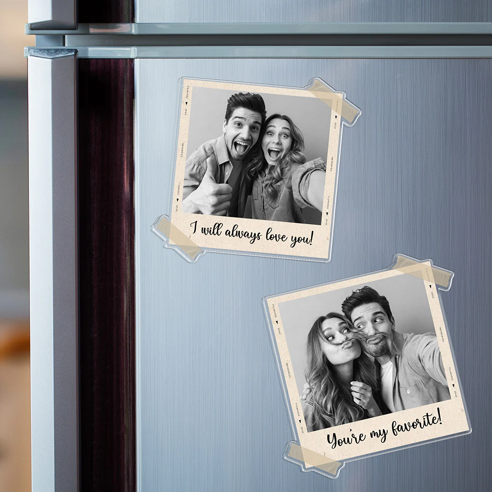Custom Couple Photo Acrylic Fridge Magnet Valentine Gift, Anniversary Gift HA75 920108 - Image 2